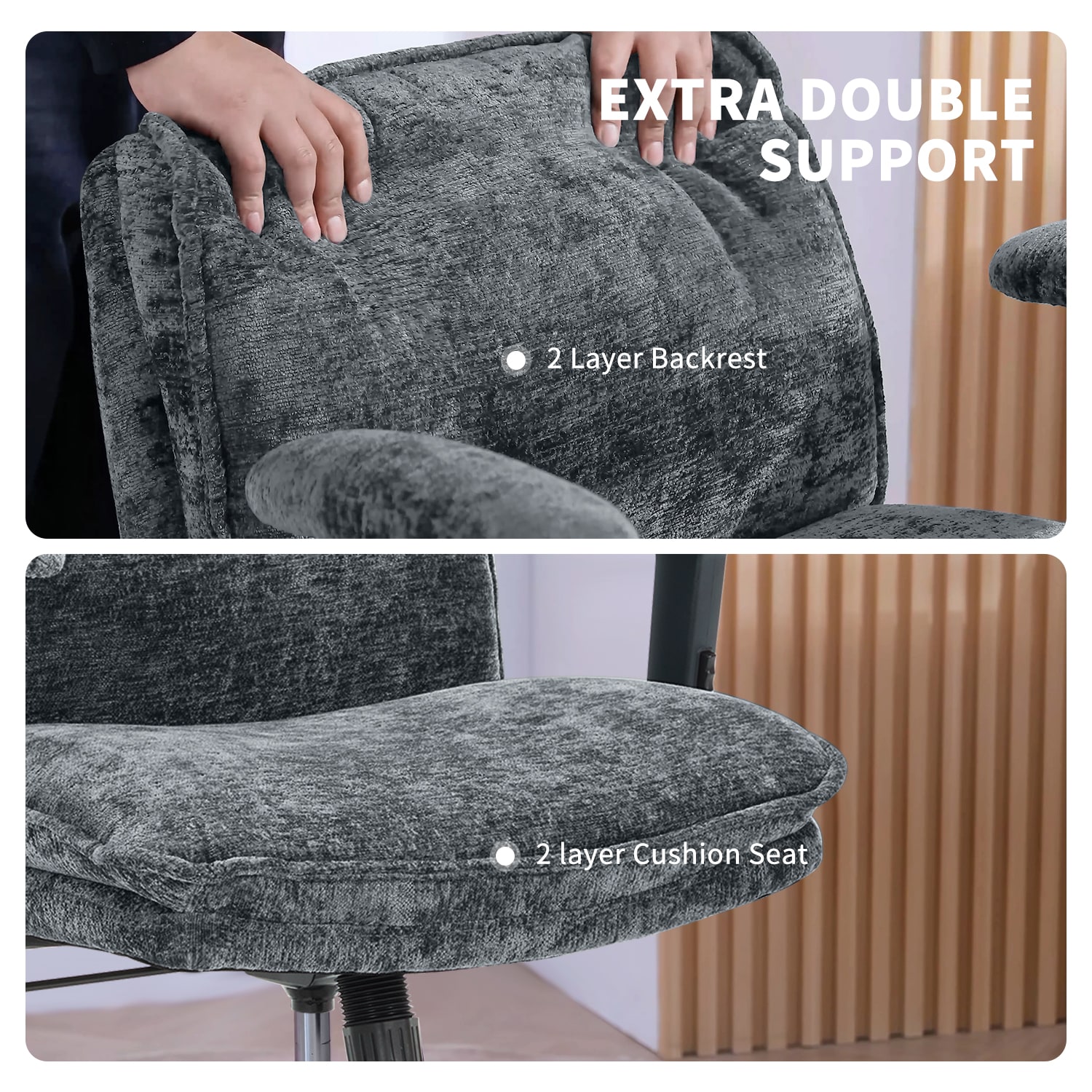 Fancispot Cross Legged Office Chair Height Adjustable Swivel Desk_voghion.com